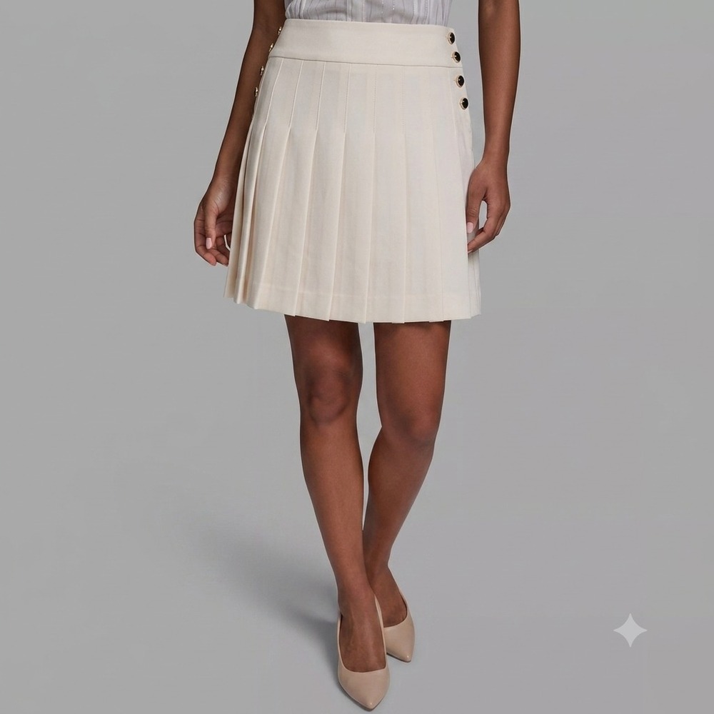 KARL LAGERFELD PARIS Womens Skirt Pleated Ivory Size 8